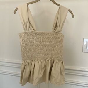 Faux leather Peplum Tank Top in cream